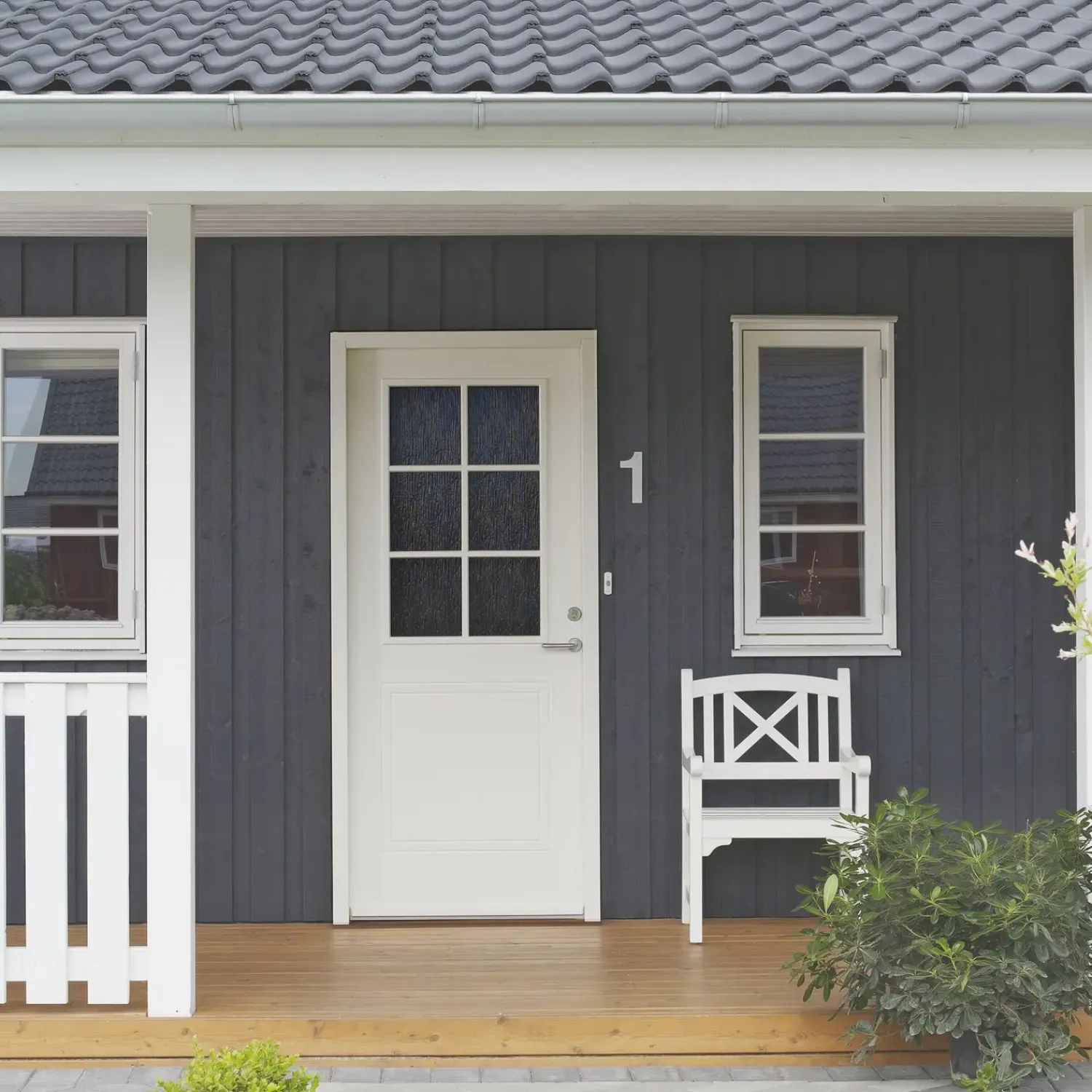 New Swedoor P-400 facadedør med glas 948x2115 mm venstrehængt hvid