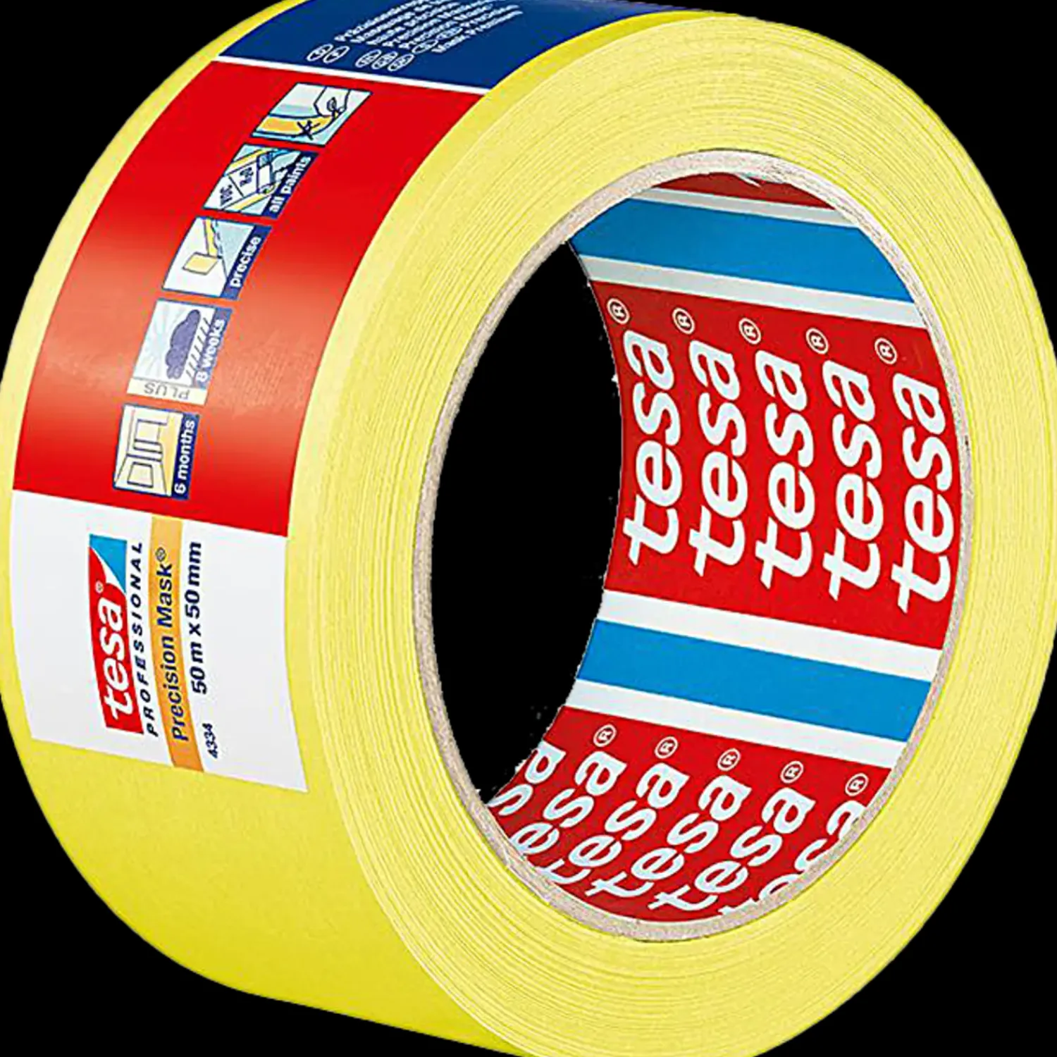 Tesa Tape^® 4334 afdækningstape 50 m x 50 mm gul