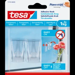 Tesa Tape Og Opmærkning^® klæbekrog t/ transparente overflader og glas (1 kg) - 2-pk