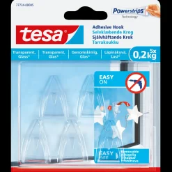 Tesa Tape Og Opmærkning^® Klæbekrog til transparente overflader og glas (0,2 kg) - 5-pk