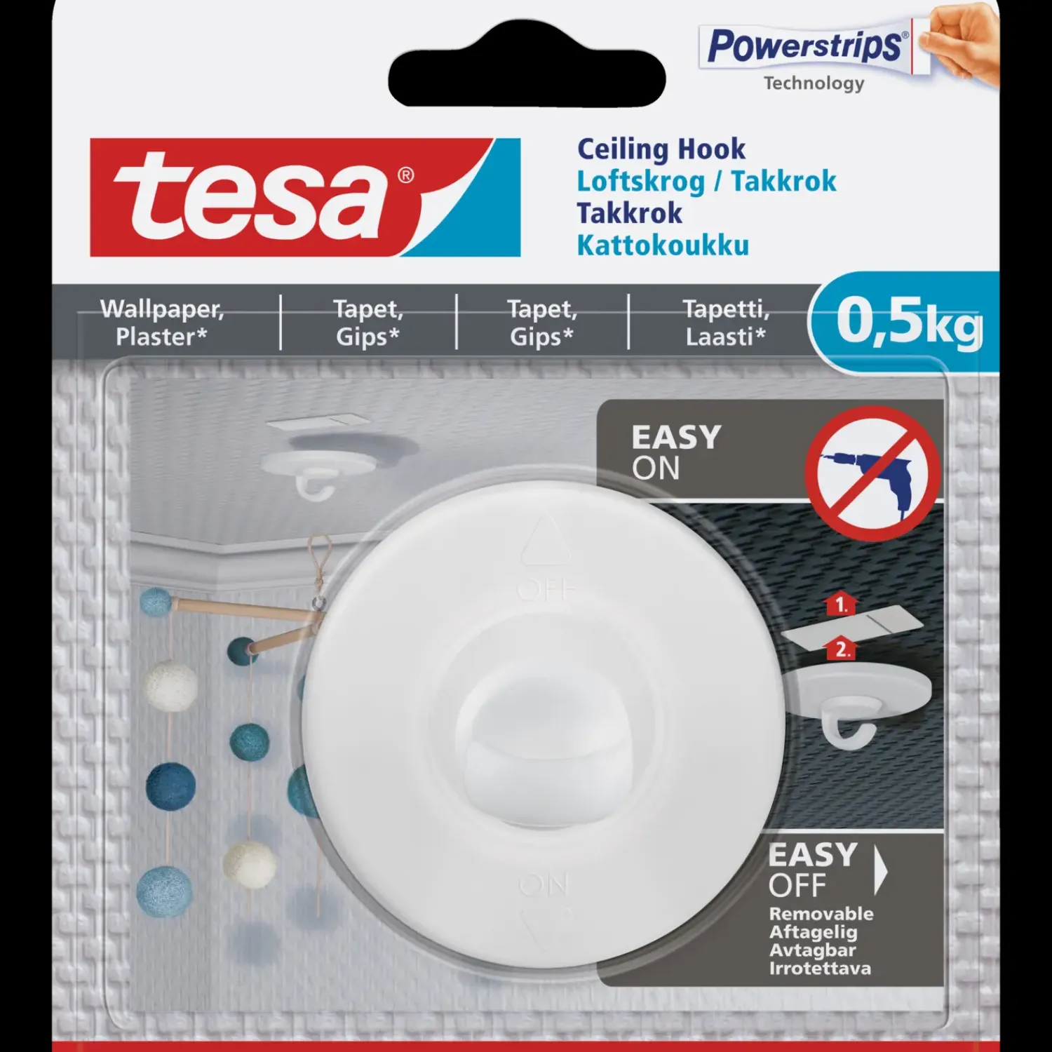 Tesa Tape Og Opmærkning^® loftskrog t/ tapet og gips 0,5 kg