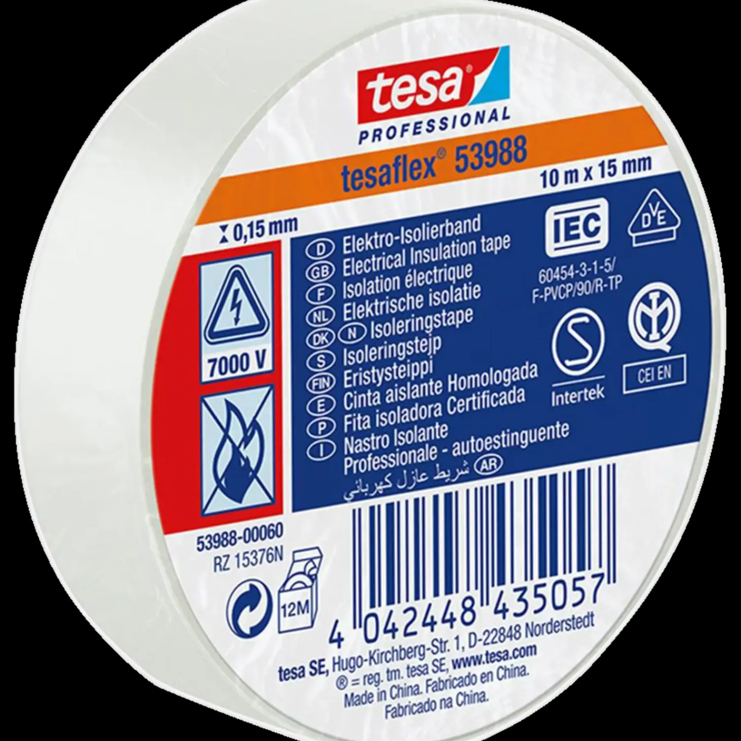 Tesa Tape Og Opmærkning^flex isoleringstape 10 m x 15 mm hvid