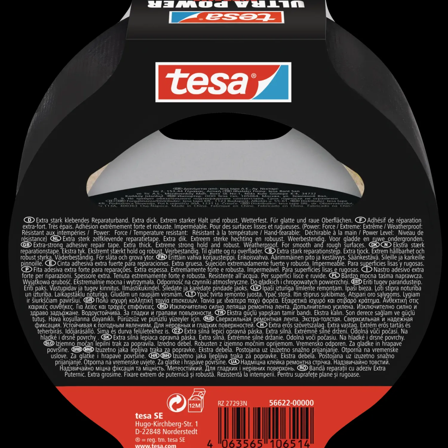 Tesa Tape^Ultra Power Extreme reparationstape 10 m x 50 mm sort