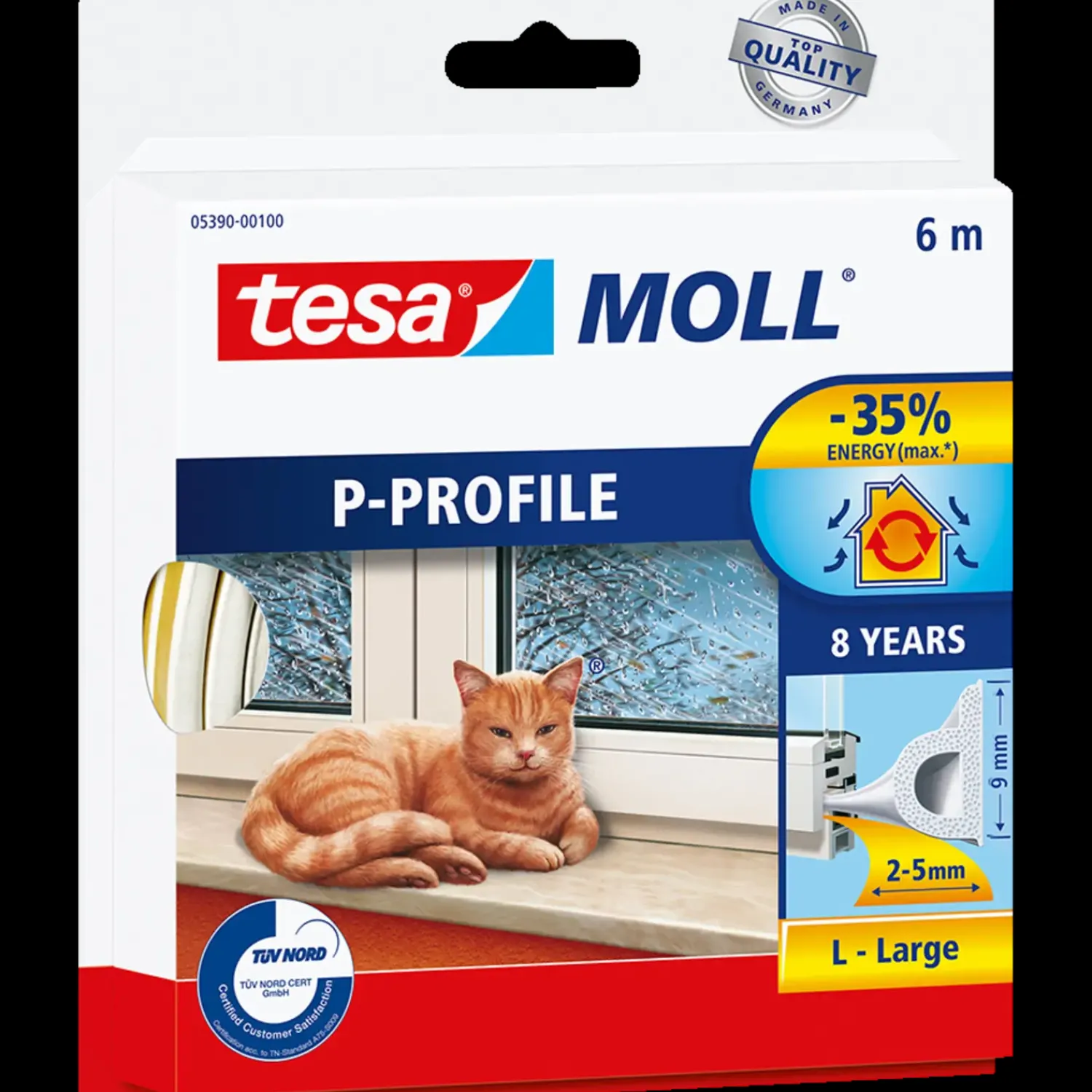 Tesa Tape Og Opmærkning^moll® P-Profil, hvid 9mm x 6 m