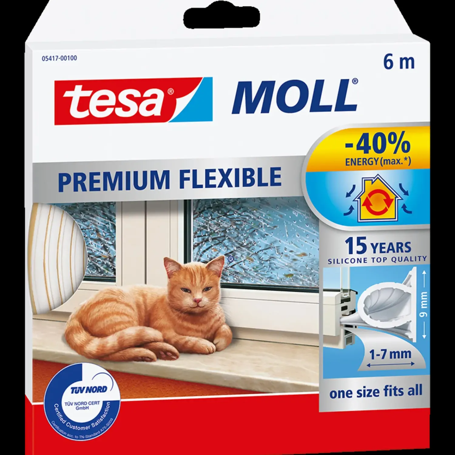 Tesa Tape Og Opmærkning^moll® Premium Flexible silikonetætningsliste transparent 8,5 mm x 6 m
