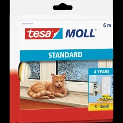 Tesa Tape Og Opmærkning^moll® Standard I-profil skumliste t/vinduer og døre hvid 9 mm x 6 m