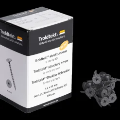 Tilbehør Loft Og Vægge|Træbetonskruer^Troldtekt® strukturskrue til træ og stål 4,2x45 mm sort 100 stk.