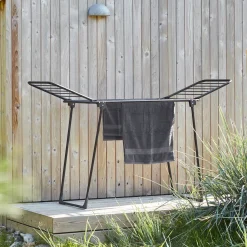 Discount Tørrestativ med vinger 18 m tørreplads sort kraftig model