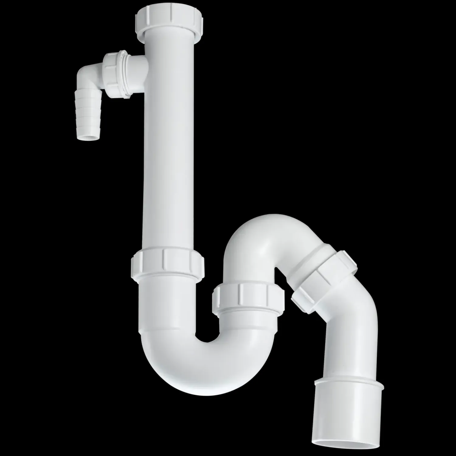 Afløb Og Rør^Vandlås t/køkkenvask m/slangestuds 1 1/2"x50 mm hvid