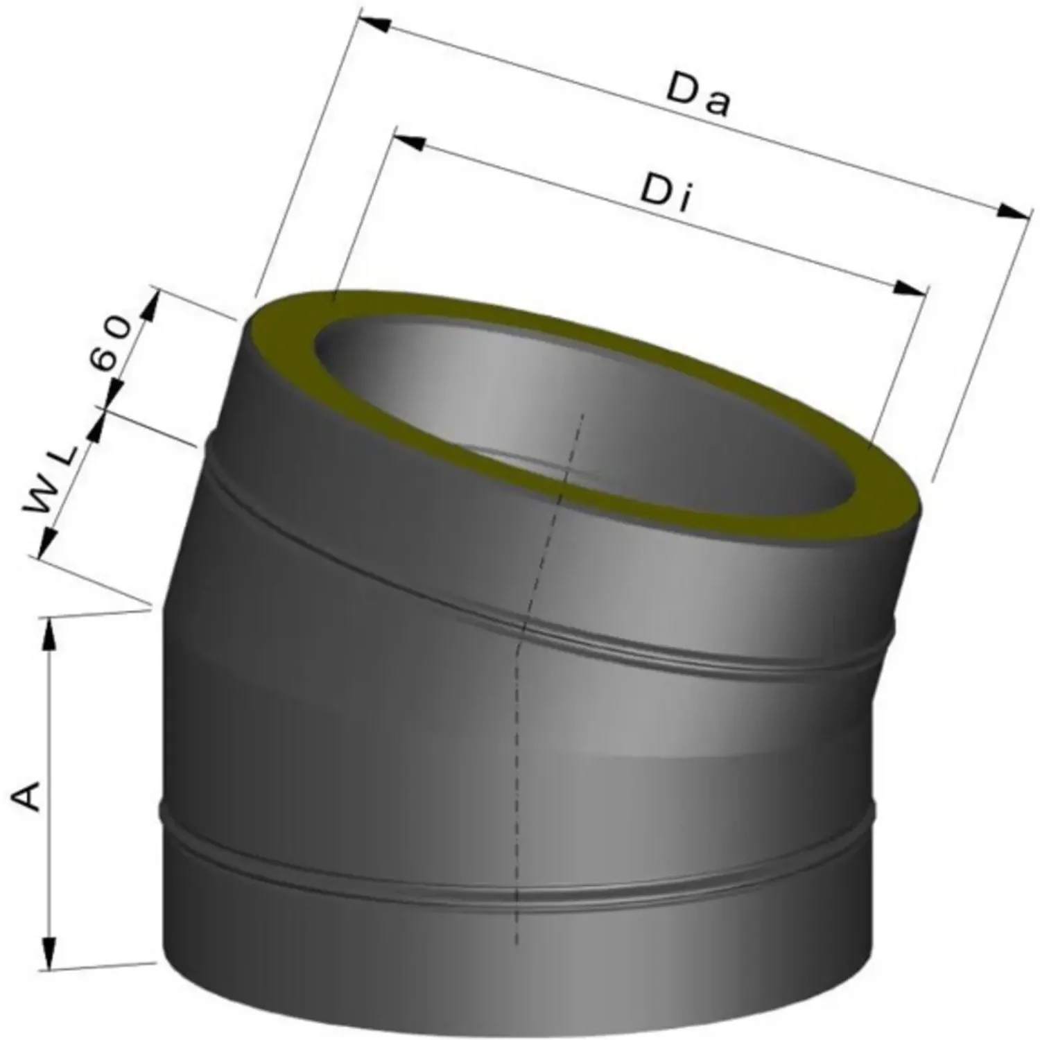 Varde Ovne Skorstene Og Tilbehør^Varde skorstensbøjning sort, 15°