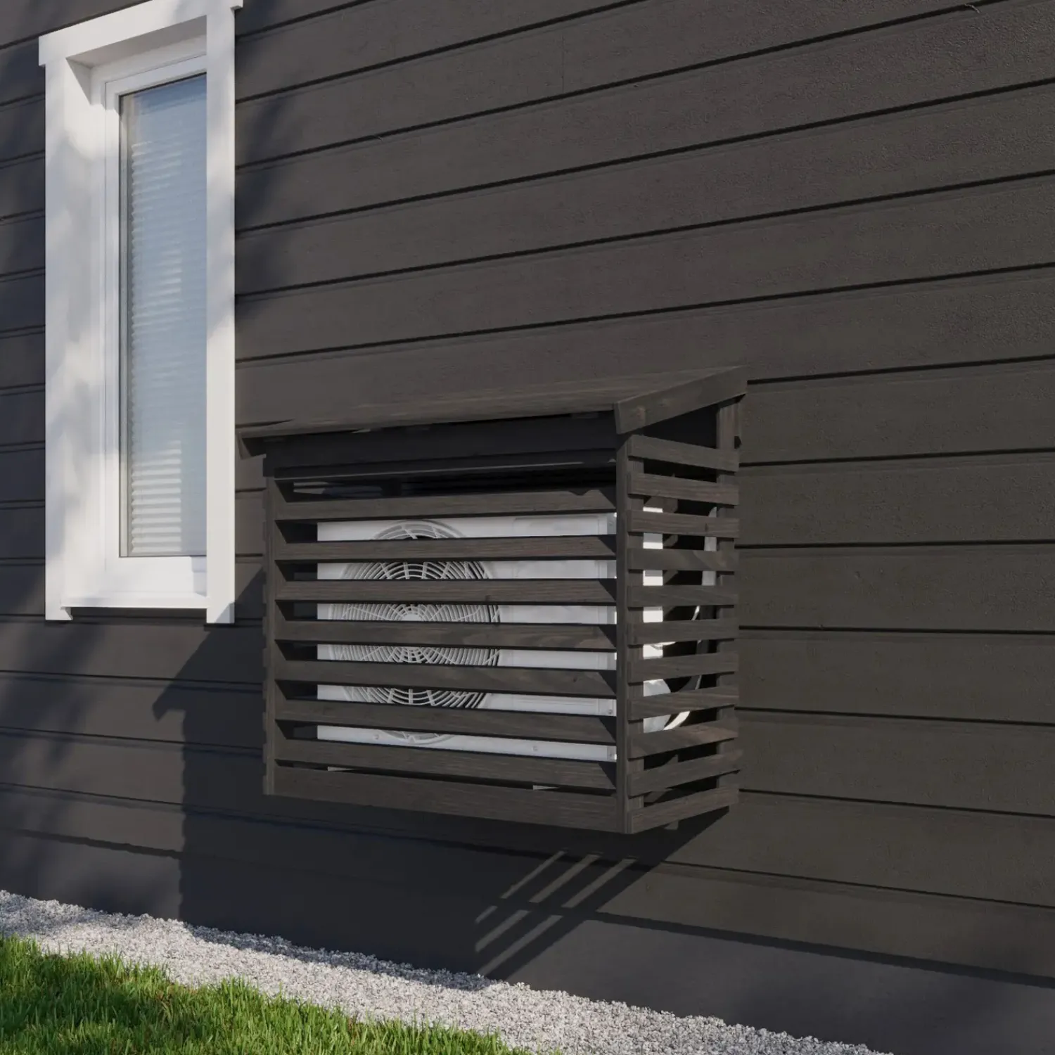 Tilbehør Til Varmepumper^Varmepumpeskjuler sort 102x102x52 cm - usamlet