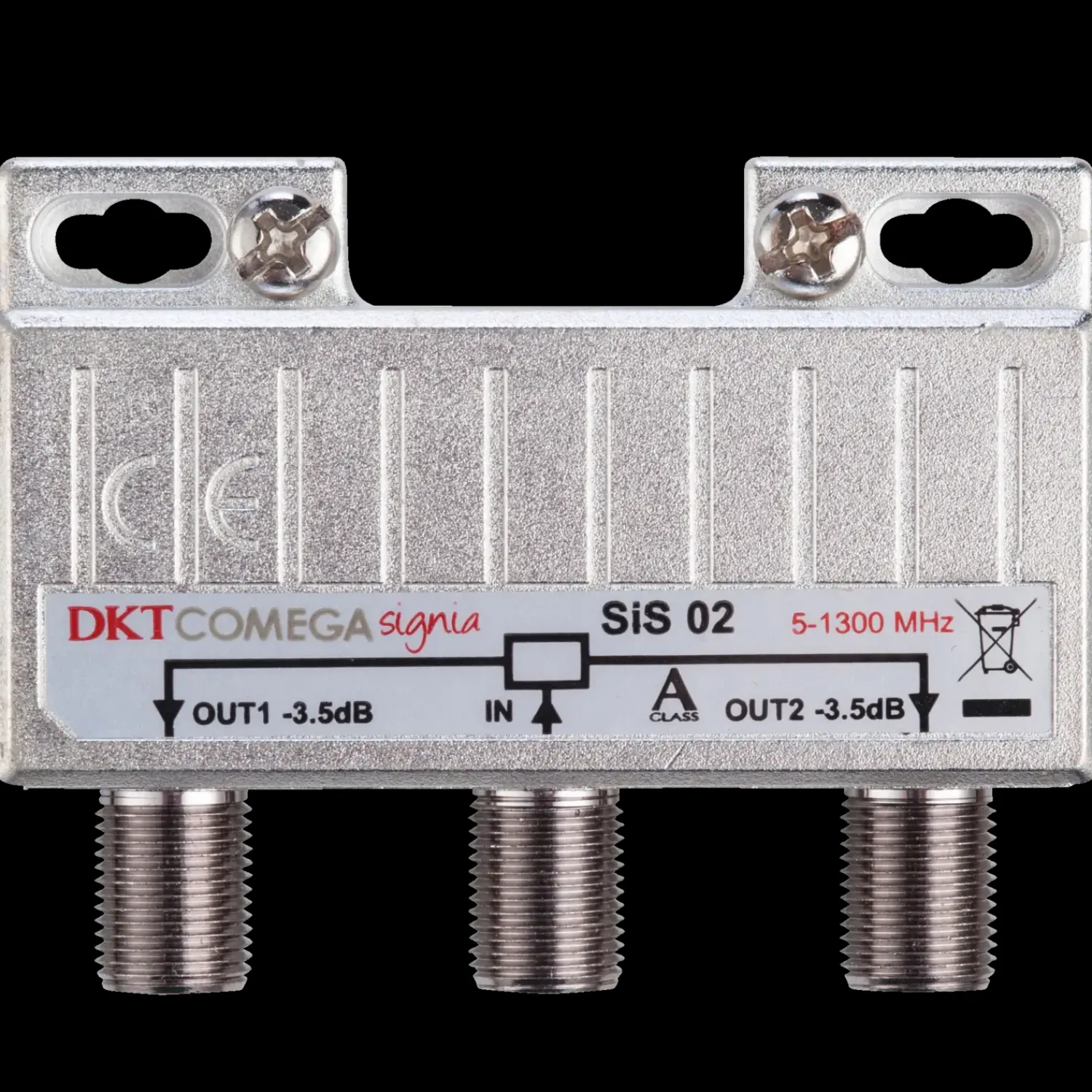 New 2-vejs signal fordeler for f-connector metal
