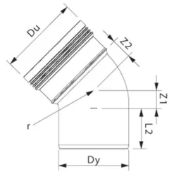 Wavin Kloakrør^Wafix kloakrør PP rød bøjning 45° x 160 mm