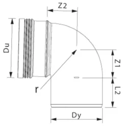 Wavin Kloakrør^Wafix kloakrør PP rød bøjning 88,5° x 160 mm