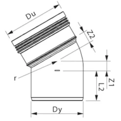 Wavin Kloakrør^Wafix kloakrør PP rød bøjning 30° x 160 mm